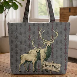 Stags Pine Antlers Personalized Name - Deer Lover Everyday Carry Gift Quilted Tote Bag