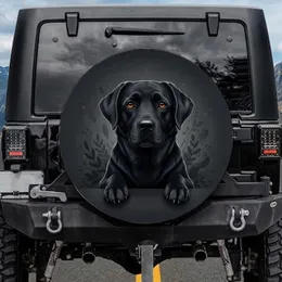 Black Labrador Dog Amber Eyes Front Paws Charcoal Grey - Dog Lover Gift Spare Tire Cover