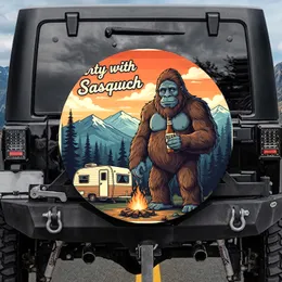 Sasquatch Beer Campfire Teardrop Camper - Outdoor Adventure Gift for Camper Spare Tire Cover