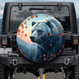 Grizzly Bear Twilight Forest Autumn Leaves - Outdoor Adventure Gift Spare Tire Cover