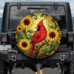 Northern Cardinal Sunflowers - Wildlife Lover Car Decor Bird Watcher Gift Spare Tire Cover