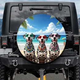 Dalmatian Dogs Mirrored Sunglasses Beaded Necklaces Ocean Beach - Coastal Lifestyle Gift Spare Tire Cover