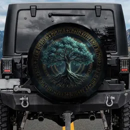 Ancient Tree of Life Runic Glyphs Cosmic Starlight - Spiritual Car Decor Gift Spare Tire Cover