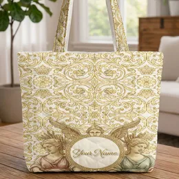 Winged Angelic Figure Classical Busts Baroque Scrollwork Medallion Everyday Carry Gift Quilted Tote Bag