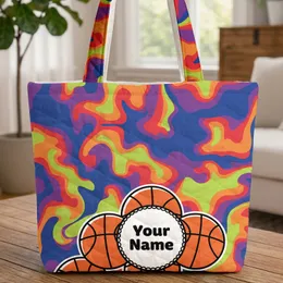 Basketballs Swirls Everyday Carry Gift for Sports Fans Quilted Tote Bag
