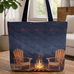 Personalized Campfire Night Sky Adirondack Chair - Outdoor Lover Everyday Carry Gift Quilted Tote Bag