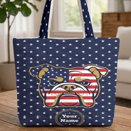 Bulldog American Flag Colors - Patriotic Celebration Gift for Proud Americans Quilted Tote Bag