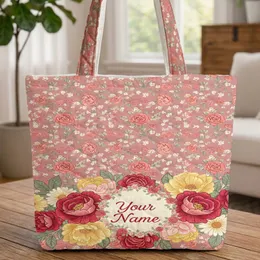 Rose Bud Bellflower Peony Daisy Lace Floral Wreath - Everyday Carry Gift Quilted Tote Bag