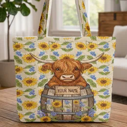 Highland Cow Barrel Wildflowers Everyday Carry Gift - Cow Lover Quilted Tote Bag