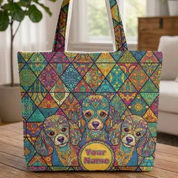 Multi-colored Poodle Heads Everyday Carry Gift - Poodle Lover Quilted Tote Bag