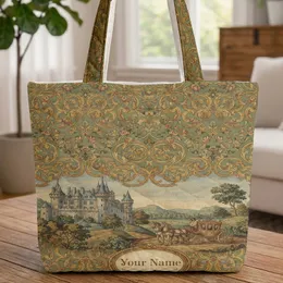 18th Century Castle Carriage Landscape - Everyday Carry Gift for History Buffs Quilted Tote Bag