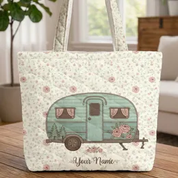Caravan Your Name Rose Wreath - Travel Essentials Gift for Travelers Quilted Tote Bag
