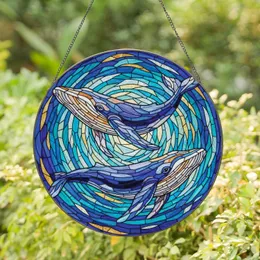 Humpback Whales Shimmering Ocean - Marine Life Admirer Home Decor Gift Stained Glass Suncatcher