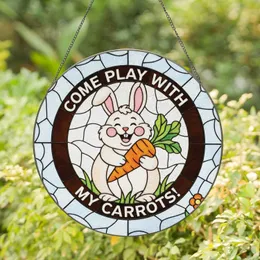 Rabbit Come Play With My Carrots - Home Decor Gift for Rabbit Lover Stained Glass Suncatcher