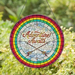 Adventure Awaits Crossed Arrows Compass - Home Decor Gift for Traveler Stained Glass Suncatcher