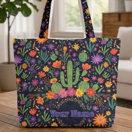 Personalized Desert Cactus Flora Bougainvillea Wreath - Everyday Carry Gift Quilted Tote Bag