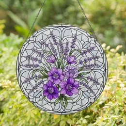 Lush Purple Blossom Lavender Floral Bouquet - Home Decor Gift for Floral Lover Stained Glass Suncatcher