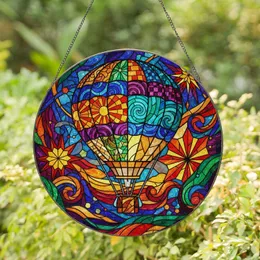 Tiffany Glass Hot Air Balloon - Home Decor Gift for Travel Lovers and Adventurers Stained Glass Suncatcher