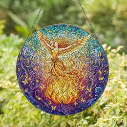 Winged Fairy Bonfire Butterfly Spirit Ethereal Vortex - Home Decor Gift for Fantasy Lover Stained Glass Suncatcher