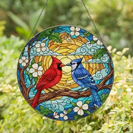 Cardinal Blue Jay Bird Pair - Wildlife Lover Home Decor Gift Stained Glass Suncatcher