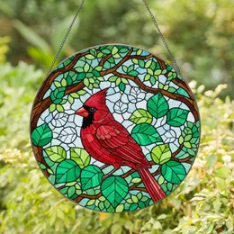 Tiffany Stained Glass Cardinal Leaves Branches Sky Mosaic - Home Decor Gift for Wildlife Lovers Stained Glass Suncatcher
