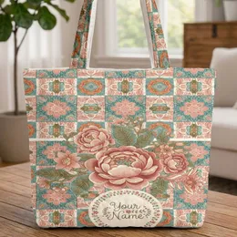 Color Block Floral Bouquet Berry Clusters Floral Wreath - Everyday Carry Gift Quilted Tote Bag