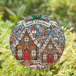 Gingerbread Houses Holly Candy Canes Winter Snowflakes - Christmas Home Decor Gift Stained Glass Suncatcher