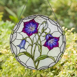 Bellflowers Campanula Stems Leaves Floral Mosaic - Home Decor Gift for Flower Lover Stained Glass Suncatcher