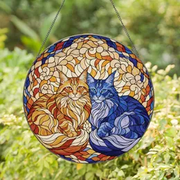 Affectionate Fluffy Long-Haired Cats - Cat Lover Home Decor Gift Stained Glass Suncatcher