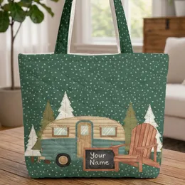 Campervan Adirondack Chair Pine Trees - Travel Essentials Everyday Carry Gift for Camping Lover Quilted Tote Bag