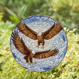 Bald Eagles Soaring Cloudscape - Wildlife Lover Home Decor Gift Stained Glass Suncatcher