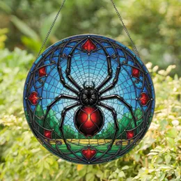 Black Widow Spider Gothic Web - Home Decor Gift for Spider Lover Stained Glass Suncatcher