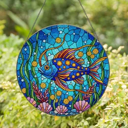 Stained Glass Fish Underwater Scene - Home Decor Gift for Aquatic Lover Stained Glass Suncatcher