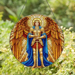 Archangel Golden Armor Tiffany Stained Glass Celestial Light - Home Decor Gift Stained Glass Suncatcher