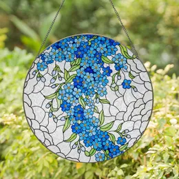 Blue Forget-Me-Not Flowers Cascading Green Stems - Home Decor Gift for Flower Lover Stained Glass Suncatcher