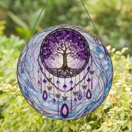 Amethyst Tree of Life Butterfly Celestial - Home Decor Accent Gift Stained Glass Suncatcher
