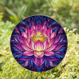 Majestic Fully Bloomed Lotus Flower Stained Glass - Home Decor Gift for Yoga Lover Stained Glass Suncatcher