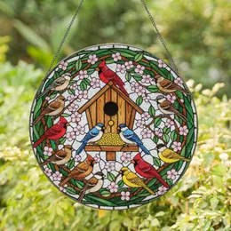 Birdhouse Cardinals Songbirds Cherry Blossoms - Wildlife Lover Home Decor Gift Stained Glass Suncatcher
