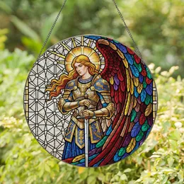 Archangel Golden Armor Silver Sword Sunburst Multicolored Wing Tiffany Glass - Art Lover Gift Stained Glass Suncatcher