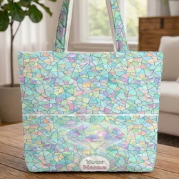 Iridescent Crystal Gem Shattered Glass - Everyday Carry Gift Quilted Tote Bag