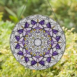 Mandala Cabochon White Branch Lavender Violet Petal Geometric Mosaic - Home Decor Gift Stained Glass Suncatcher