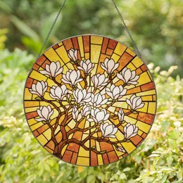 Magnolia Flowers Blooming Branch Floral Display - Home Decor Gift for Floral Lovers Stained Glass Suncatcher