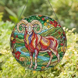 Rainbow Ram Natural Landscape - Wildlife Lover Home Decor Gift Stained Glass Suncatcher