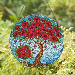Blooming Tree Hibiscus Floral Bouquet Mosaic Sky - Home Decor Gift Stained Glass Suncatcher