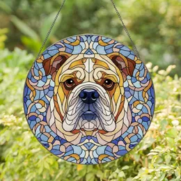 Bulldog Face Floppy Ears Wrinkles Dewlap Stained Glass - Home Decor Gift for Bulldog Lovers Stained Glass Suncatcher