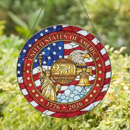 250 Years 1776-2026 Statue of Liberty Eagle Flag - USA 250th Anniversary Independence Day Stained Glass Suncatcher