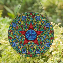 Tiffany Five-Pointed Star Organic Leaves Flowers Berry Clusters - Home Decor Gift Stained Glass Suncatcher