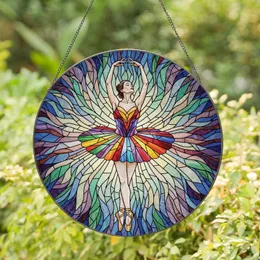Detailed Ballerina Stained Glass Tiffany Art - Rainbow Tutu Jewel Tone Mosaic Stained Glass Suncatcher