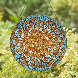 Autumn Ginkgo Leaf Stained Glass Mosaic Art - Tiffany Style Translucent Window Panel Stained Glass Suncatcher