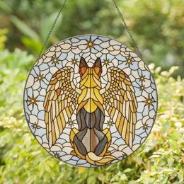 Winged German Shepherd Dog Stained Glass - Tiffany Style Jewel Tone Intricate Patterns Stained Glass Suncatcher